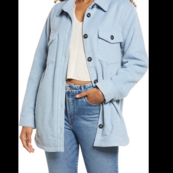 Thread & Supply Nordstrom Blue Soft Flannel Jacket Lined Shacket Medium 8 10 NWT - Picture 3 of 7